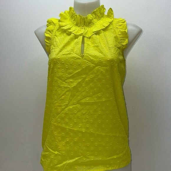 🔥 J.Crew neon yellow blouse top tank Sz XSmall New - Picture 1 of 5